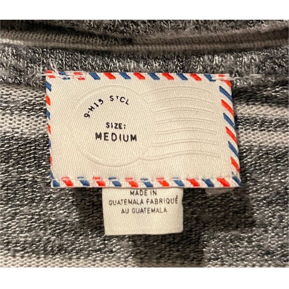 POSTAGE STAMP Grey White Striped Swing Turtleneck Blouse - Picture 3 of 6